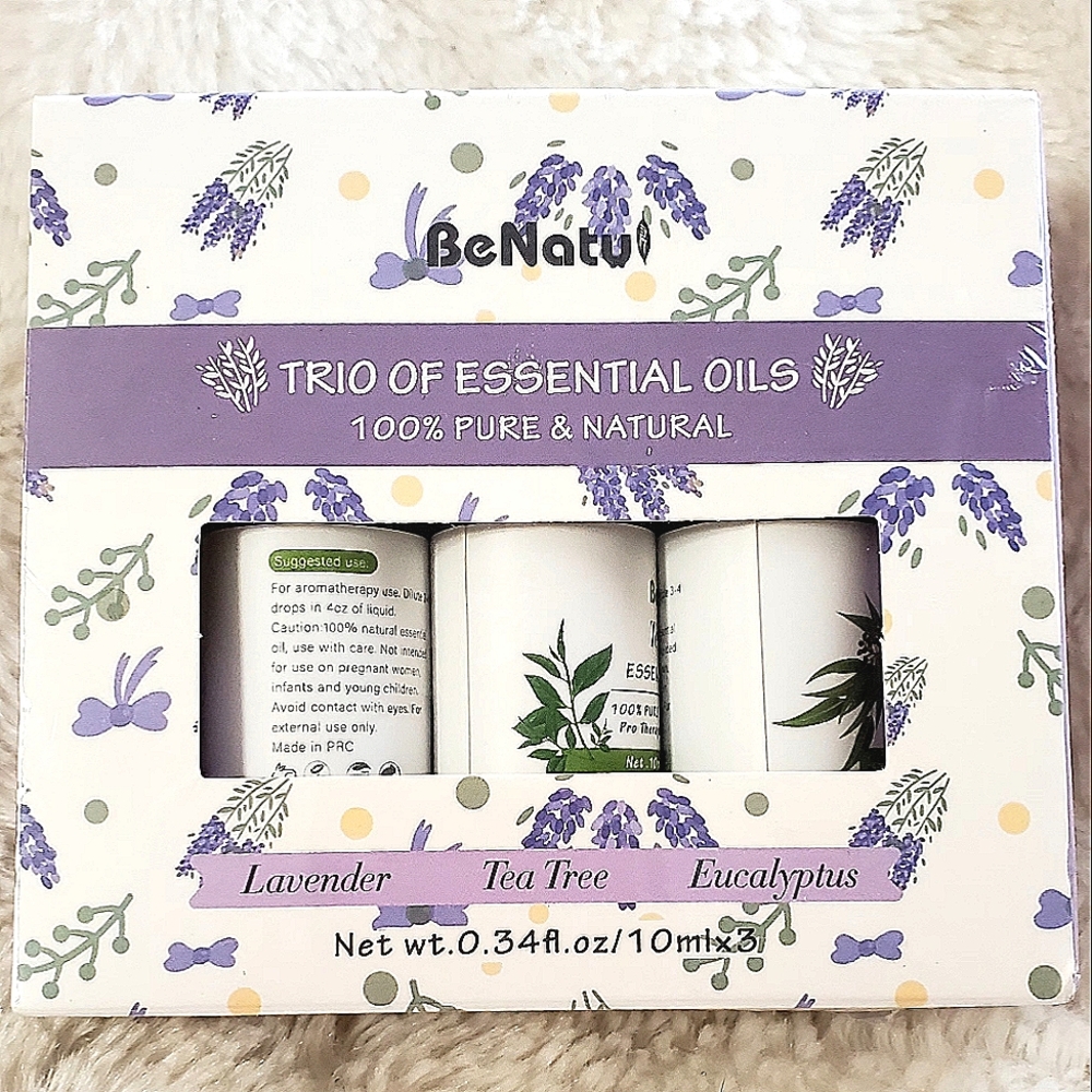 Essential Oils Set: Tea Tree, Eucalyptus, Lavender